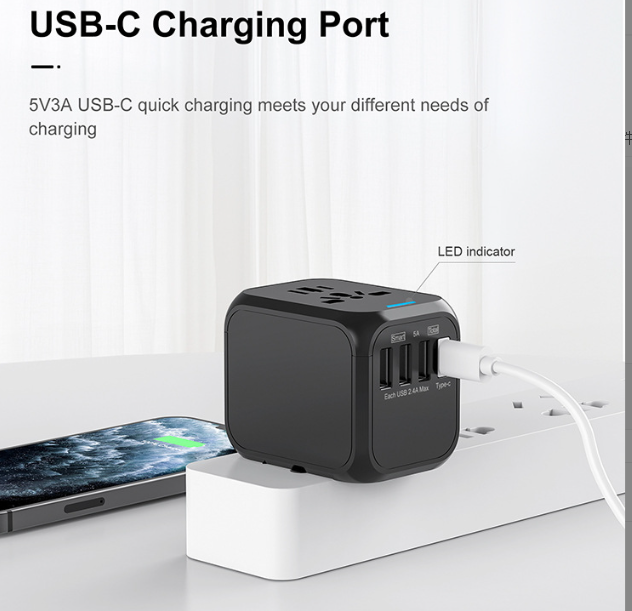 Dual USB Charging 12W Universal Multi Plug Travel Sliding Charger